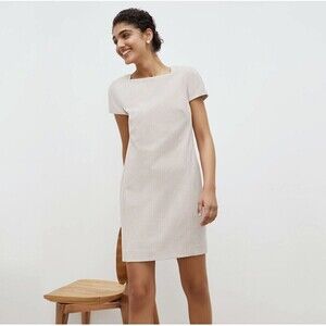 Mm Lafluer Marie Sheath Dress Women Sz 1 0 Beige Career Short Sleeve Knee Length